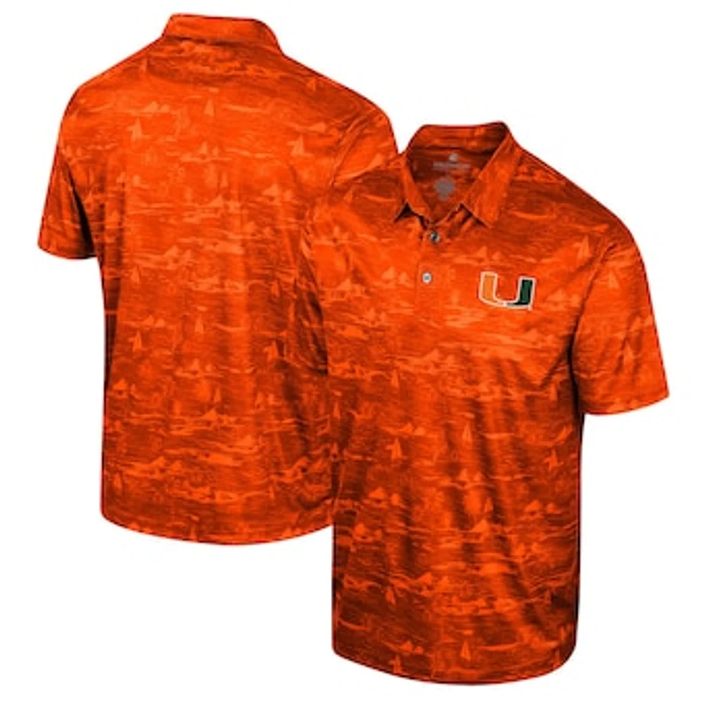 Men's Colosseum Orange Miami Hurricanes Daly Print Polo