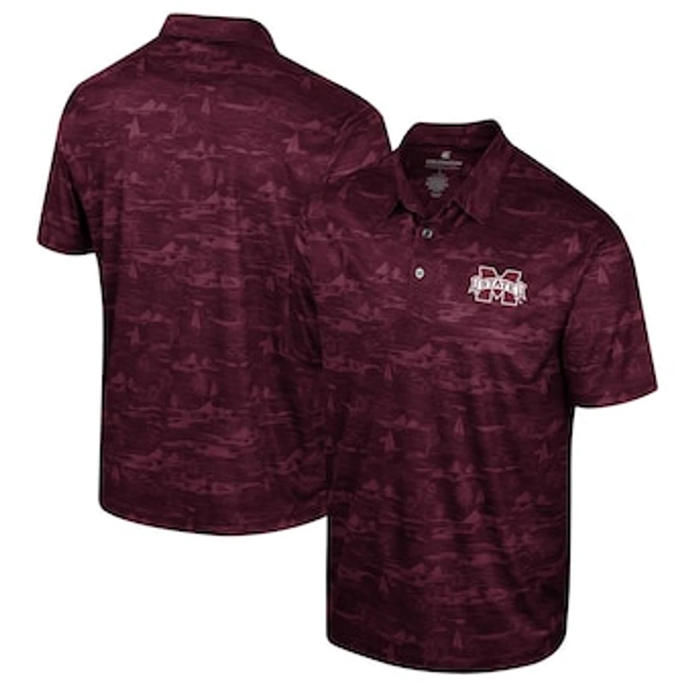 Men's Colosseum Maroon Mississippi State Bulldogs Daly Print Polo