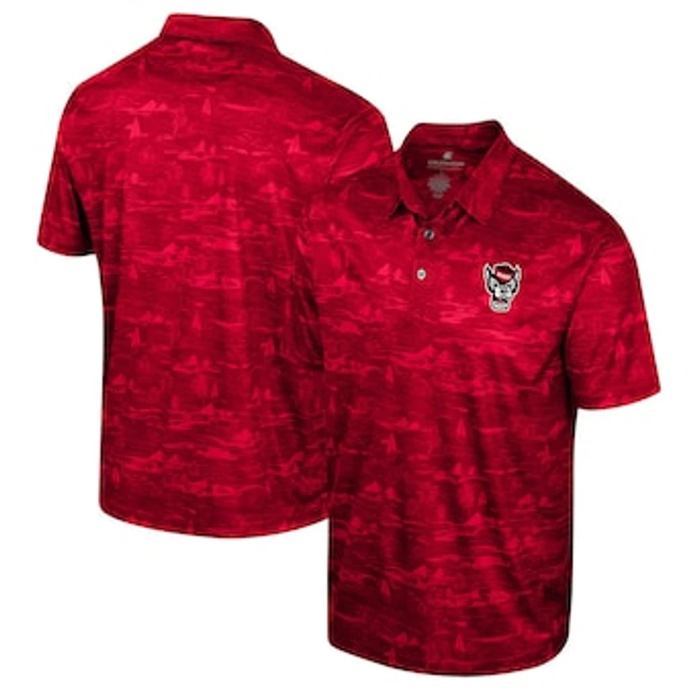 Men's Colosseum Red NC State Wolfpack Daly Print Polo