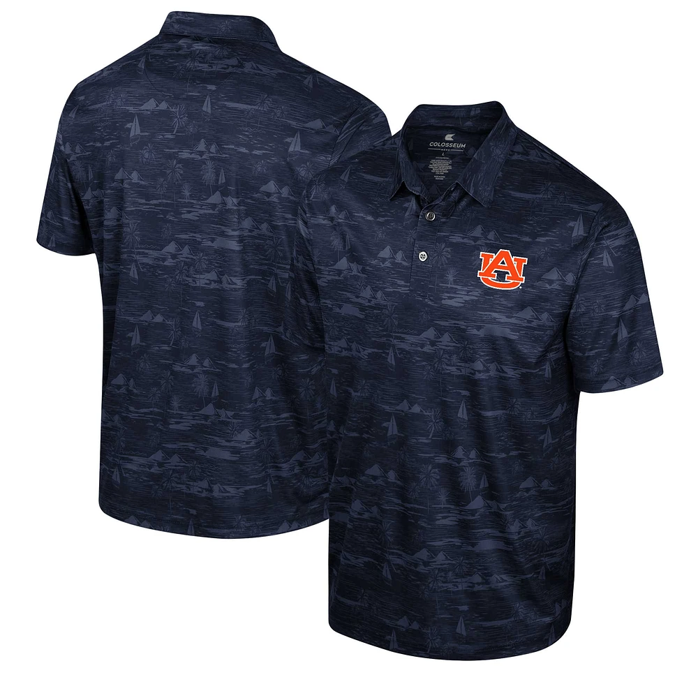 Men's Colosseum Navy Auburn Tigers Daly Print Polo