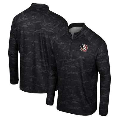 Men's Colosseum Black Florida State Seminoles Carson Raglan Quarter-Zip Jacket