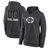 Women's Charcoal Cincinnati Reds Personalized Monochrome Name & Number Pullover Hoodie