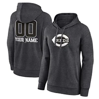 Women's Charcoal Cincinnati Reds Personalized Monochrome Name & Number Pullover Hoodie