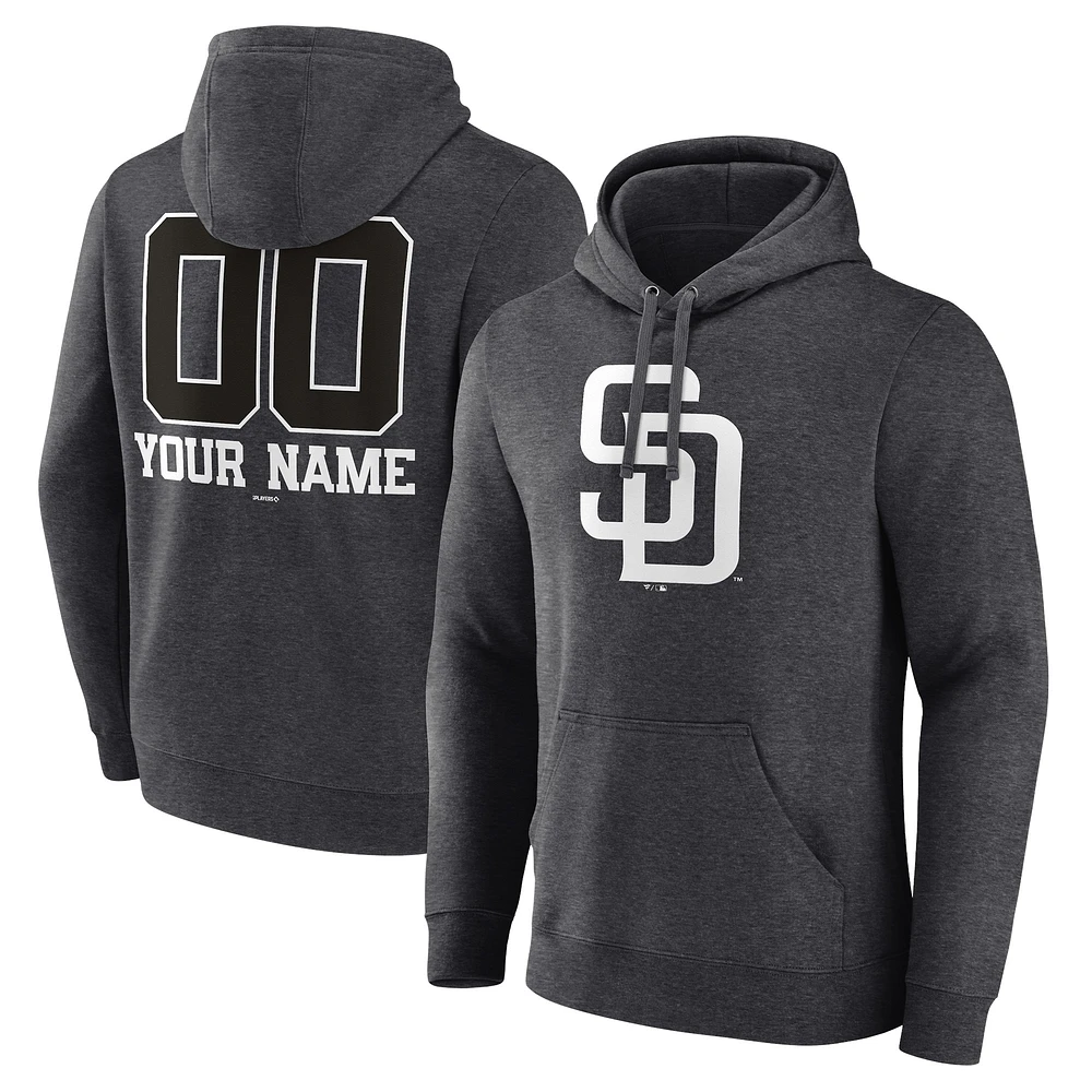 Men's Charcoal San Diego Padres Personalized Monochrome Name & Number Pullover Hoodie