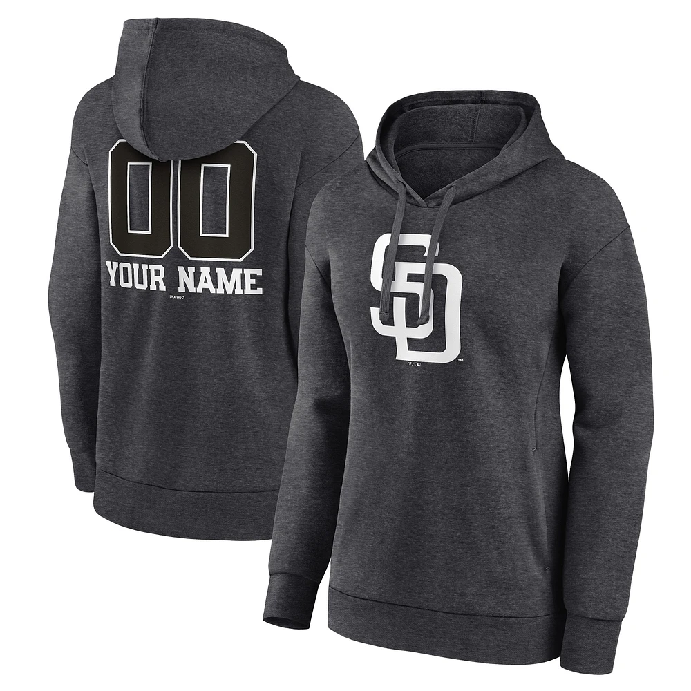 Women's Charcoal San Diego Padres Personalized Monochrome Name & Number Pullover Hoodie