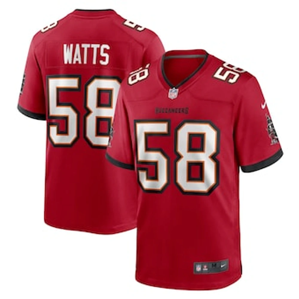 Men's Nike Markees Watts  Red Tampa Bay Buccaneers Game Jersey