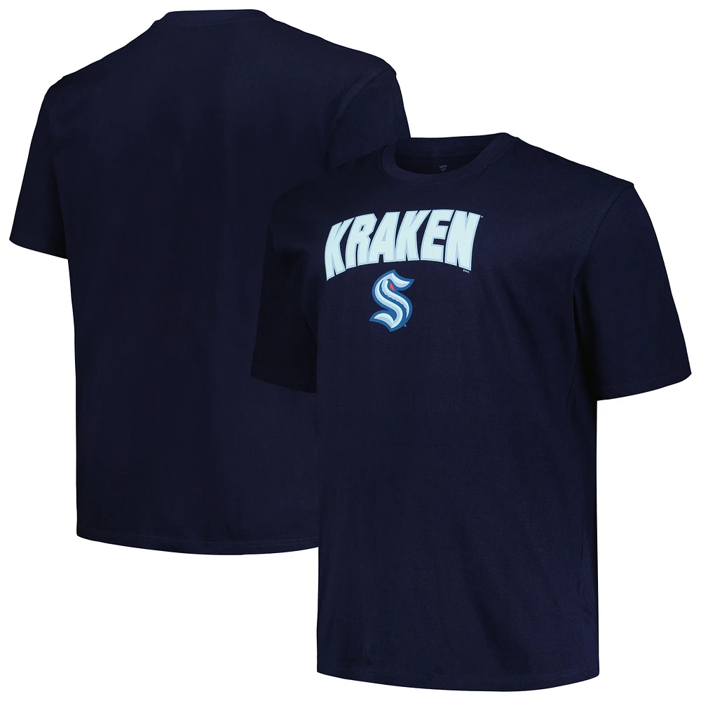 Men's Profile Navy Seattle Kraken Big & Tall Arch Over Logo T-Shirt