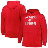 Men's Profile Red Detroit Wings Big & Tall Arch Over Logo Pullover Hoodie