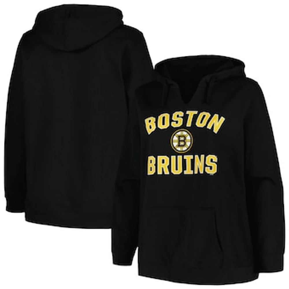 Women's Profile Black Boston Bruins Plus Arch Over Logo Pullover Hoodie