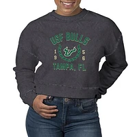 Women's Uscape Apparel  Black South Florida Bulls Laurels Fleece Crop Pullover Sweatshirt