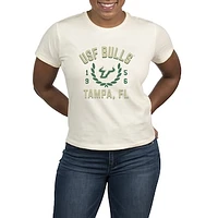 Women's Uscape Apparel  Cream South Florida Bulls Laurels Crop T-Shirt