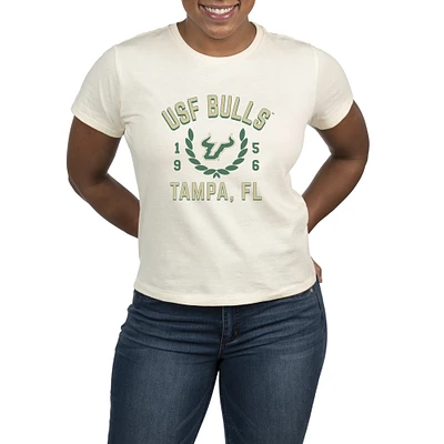 Women's Uscape Apparel  Cream South Florida Bulls Laurels Crop T-Shirt