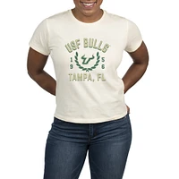 Women's Uscape Apparel  Cream South Florida Bulls Laurels Crop T-Shirt