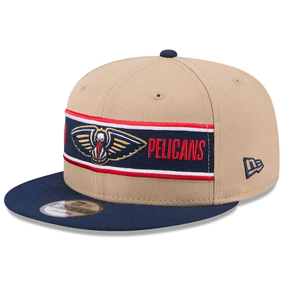 Men's New Era Tan/Navy New Orleans Pelicans 2024 NBA Draft 9FIFTY Snapback Hat