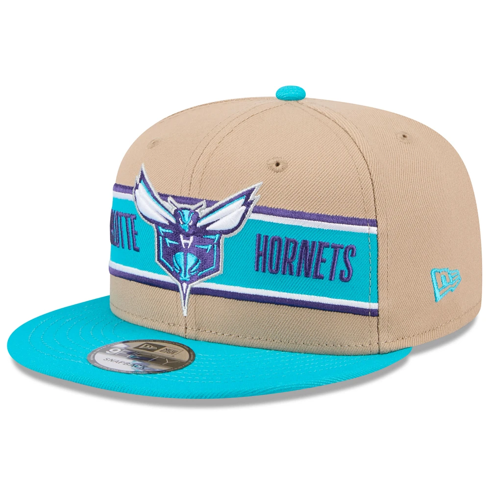 Youth New Era Tan/Teal Charlotte Hornets 2024 NBA Draft 9FIFTY Snapback Hat