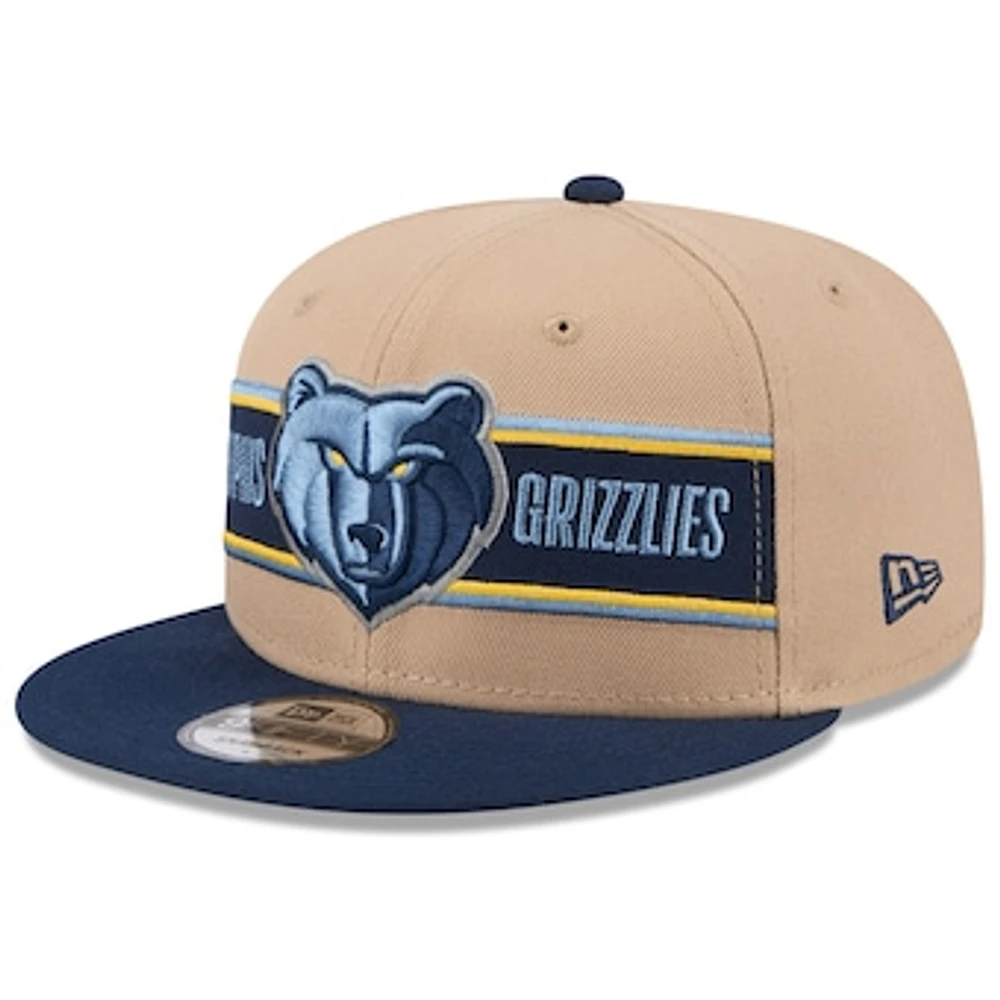 Youth New Era Tan/Navy Memphis Grizzlies 2024 NBA Draft 9FIFTY Snapback Hat