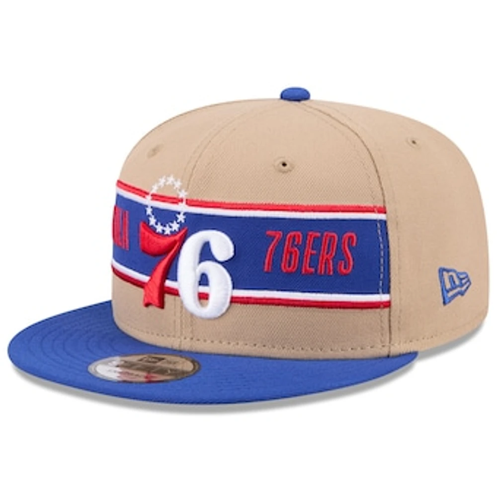 Men's New Era Tan/Royal Philadelphia 76ers 2024 NBA Draft 9FIFTY Snapback Hat