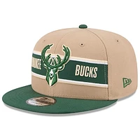 Youth New Era Tan/Hunter Green Milwaukee Bucks 2024 NBA Draft 9FIFTY Snapback Hat