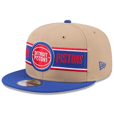 Men's New Era Tan/Blue Detroit Pistons 2024 NBA Draft 9FIFTY Snapback Hat