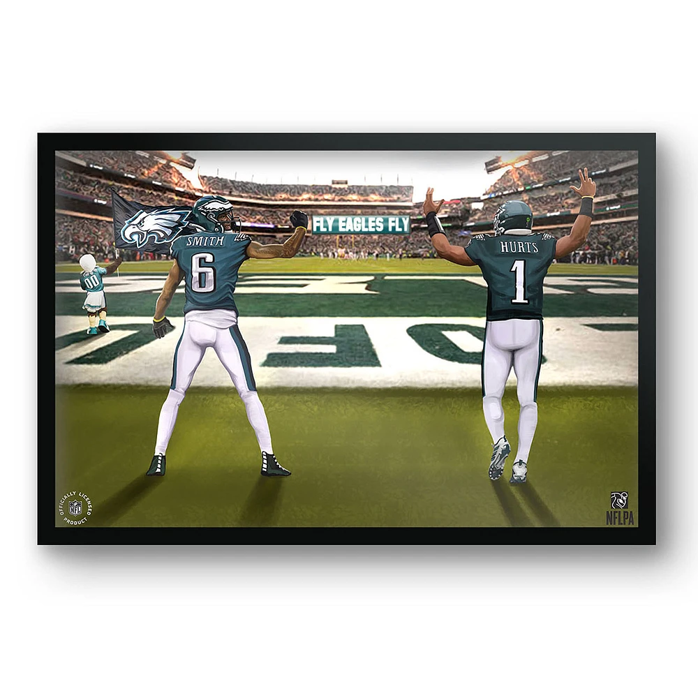 Jalen Hurts & DeVonta Smith Philadelphia Eagles 27" x 39" Framed Two Player Art Print