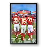 Patrick Mahomes, Travis Kelce & Chris Jones Kansas City Chiefs 27" x 39" Framed Three Player Art Print