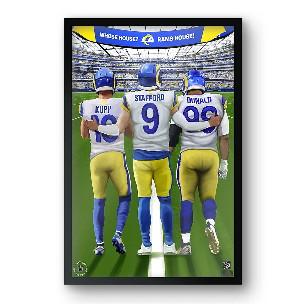 Cooper Kupp, Matthew Stafford & Aaron Donald Los Angeles Rams 27" x 39" Framed Three Player Art Print