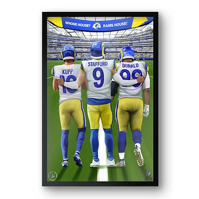 Cooper Kupp, Matthew Stafford & Aaron Donald Los Angeles Rams 27" x 39" Framed Three Player Art Print