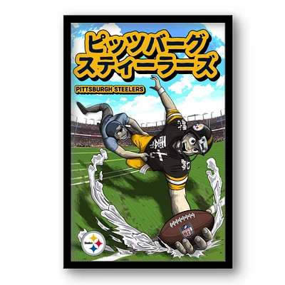 Pittsburgh Steelers 14" x 20" Framed Anime Art Print