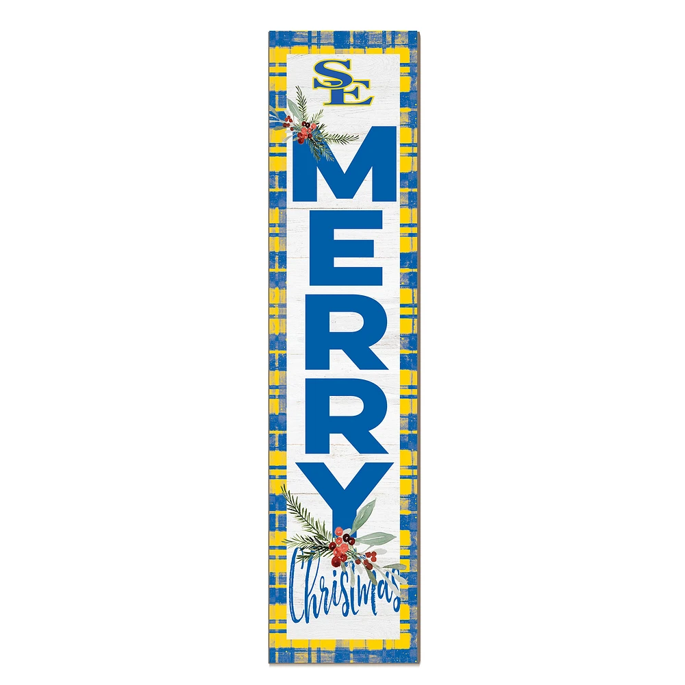 Southeastern Oklahoma State Savage Storm 12'' x 48'' Outdoor Merry Christmas Leaner
