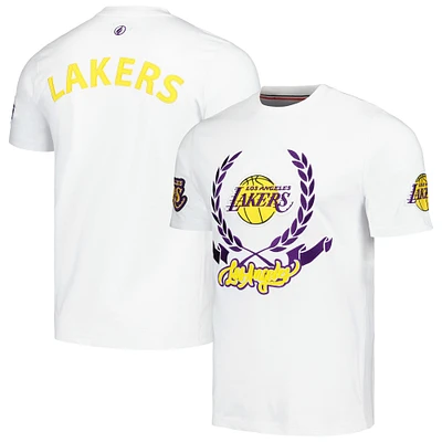 Unisex FISLL White Los Angeles Lakers Heritage Crest T-Shirt