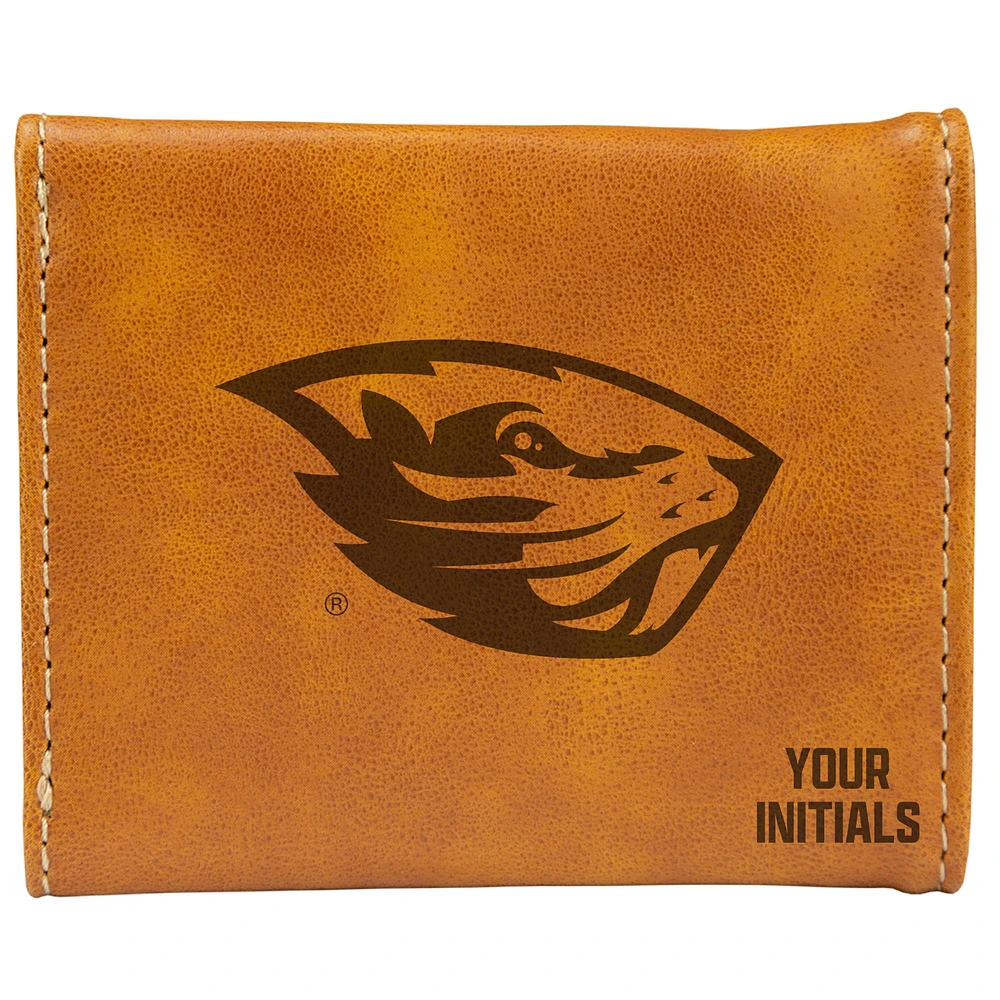 Brown Oregon State Beavers Personalized Trifold Wallet