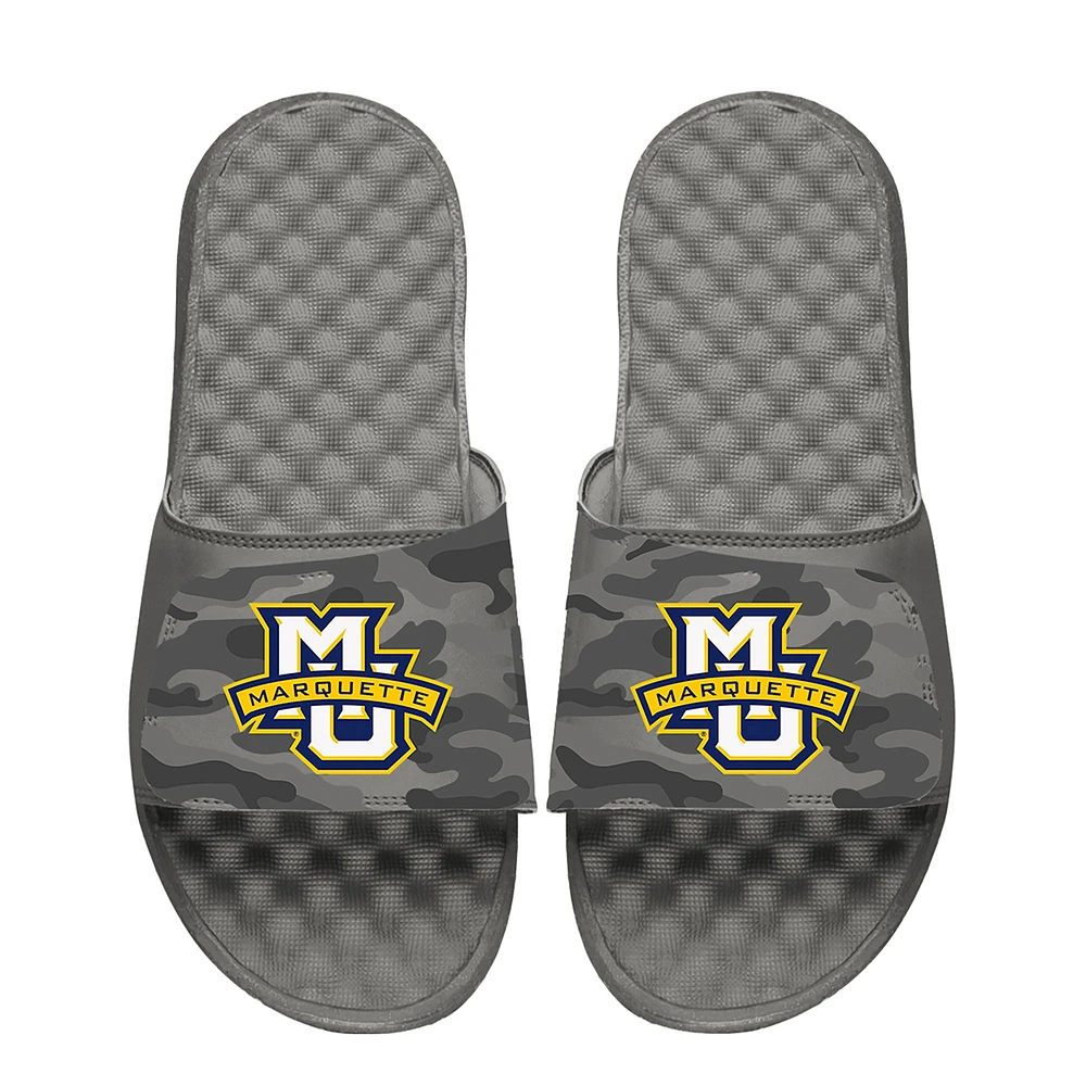 Men's ISlide Gray Marquette Golden Eagles Camo Slide Sandals