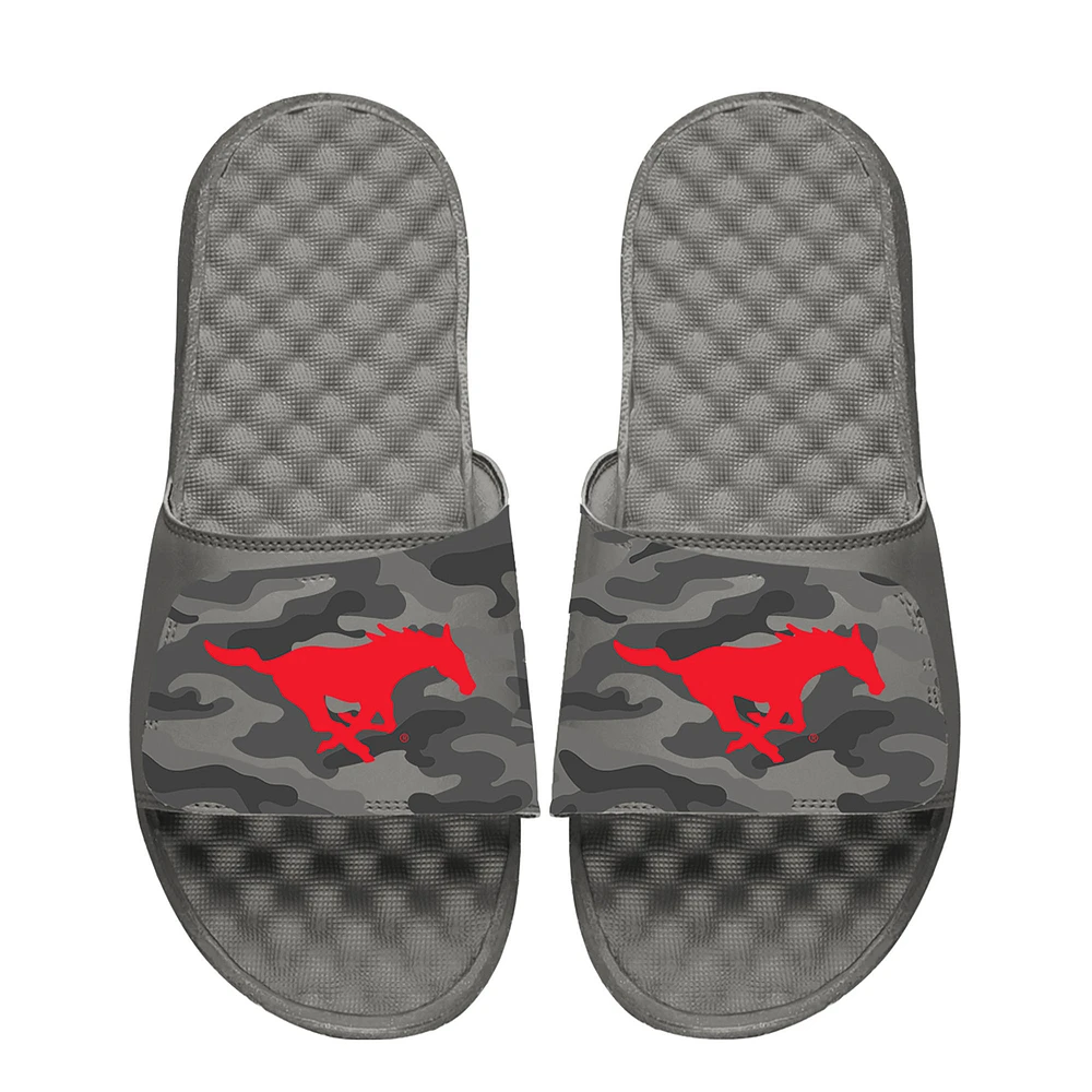 Men's ISlide Gray SMU Mustangs Camo Slide Sandals