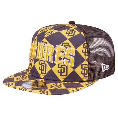 Men's New Era Brown San Diego Padres Seeing Diamonds A-Frame Trucker 9FIFTY Snapback Hat