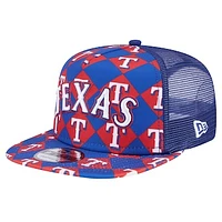 Men's New Era Royal Texas Rangers Seeing Diamonds A-Frame Trucker 9FIFTY Snapback Hat