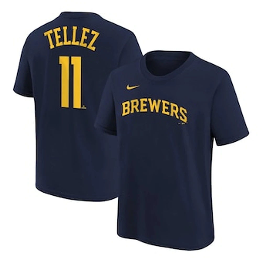 Youth Nike Rowdy Tellez Navy Milwaukee Brewers Player Name & Number T-Shirt