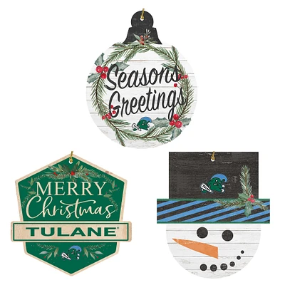 Tulane Green Wave Ornament Bundle