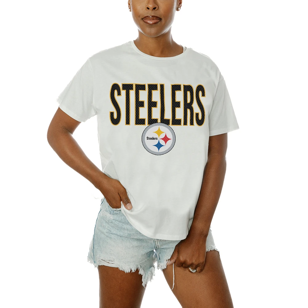 Women's Gameday Couture White Pittsburgh Steelers Keep It Up T-Shirt