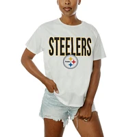 Women's Gameday Couture  White Pittsburgh Steelers Keep It Up T-Shirt