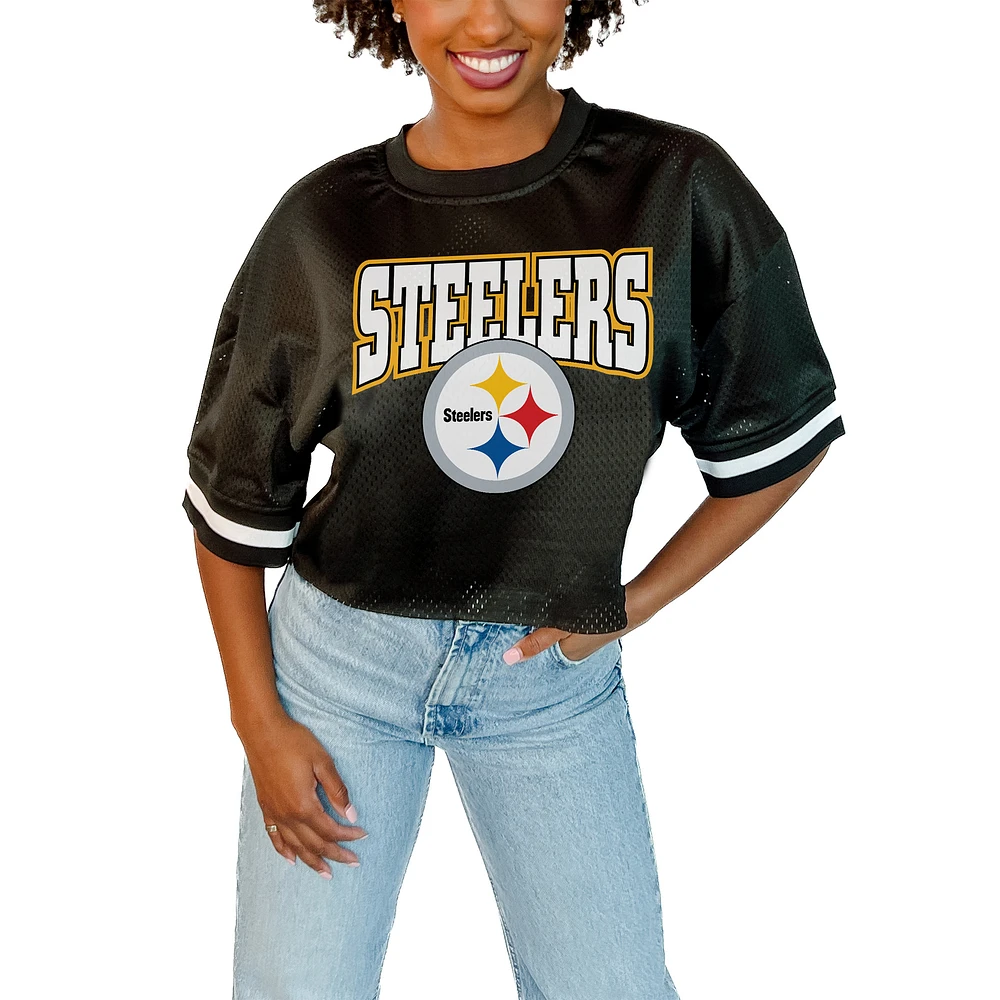 Women's Gameday Couture Black Pittsburgh Steelers Game Face Fashion Jersey