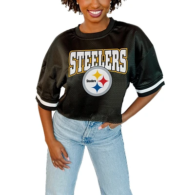 Women's Gameday Couture  Black Pittsburgh Steelers Game Face Fashion Jersey