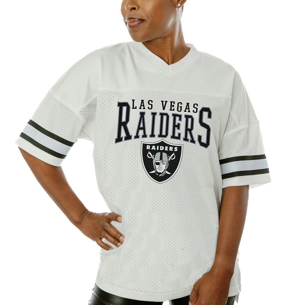 Women's Gameday Couture White Las Vegas Raiders Top Recruit Side Slit V-Neck Fashion Jersey