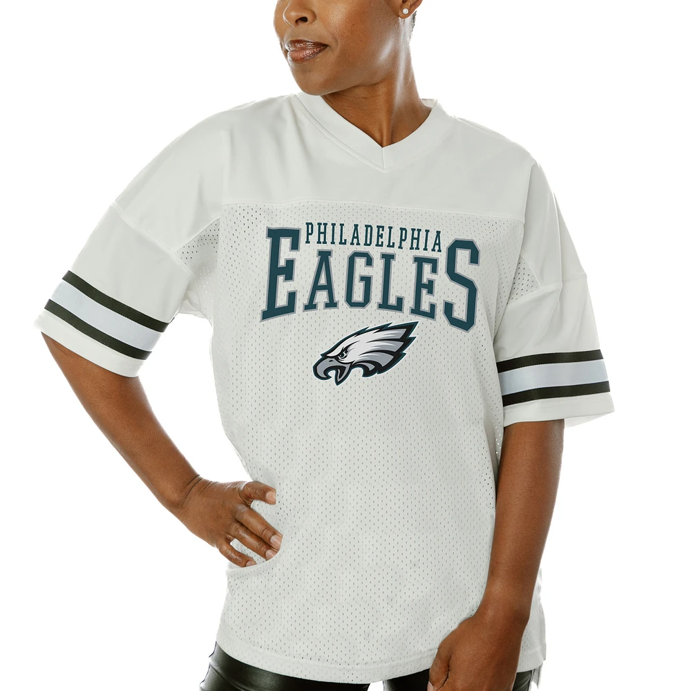 Women's Gameday Couture White Philadelphia Eagles Top Recruit Side Slit V-Neck Fashion Jersey