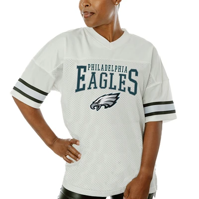 Women's Gameday Couture  White Philadelphia Eagles Top Recruit Side Slit V-Neck Fashion Jersey