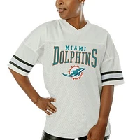 Women's Gameday Couture  White Miami Dolphins Top Recruit Side Slit V-Neck Fashion Jersey
