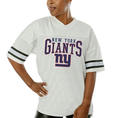 Women's Gameday Couture  White New York Giants Top Recruit Side Slit V-Neck Fashion Jersey