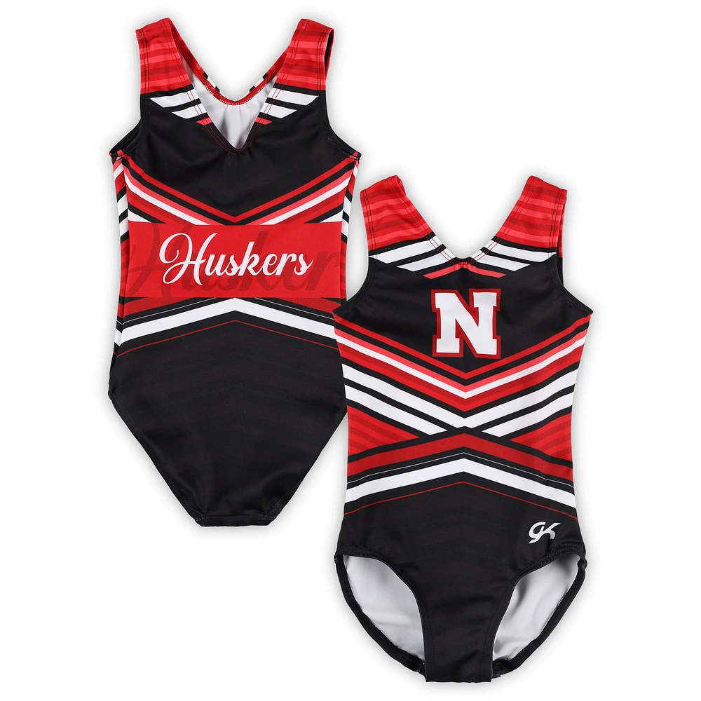 Girls Youth Scarlet Nebraska Huskers Spirit V-Neck Leotard