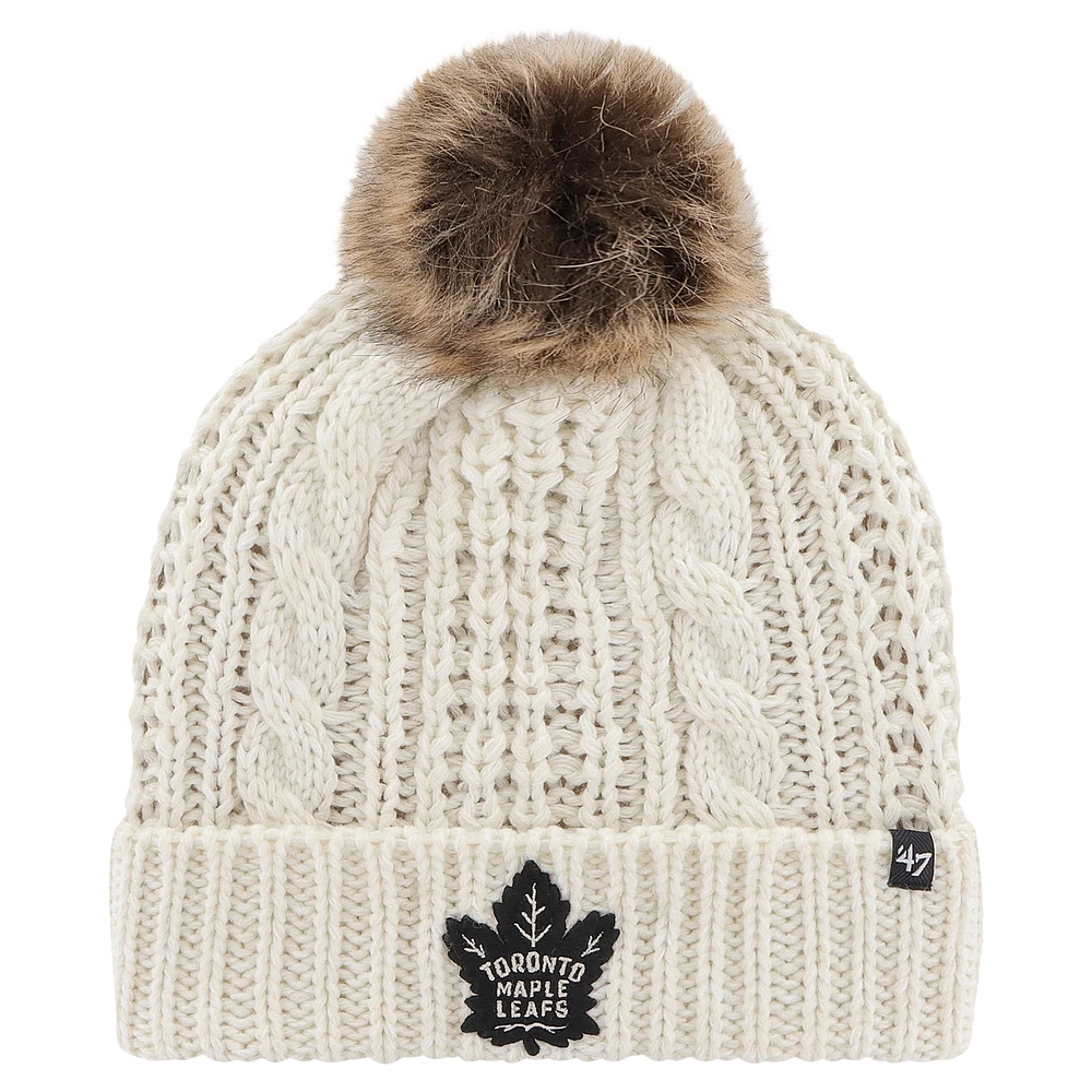 Women's '47 White Toronto Maple Leafs Meeko Cuffed Knit Hat with Pom