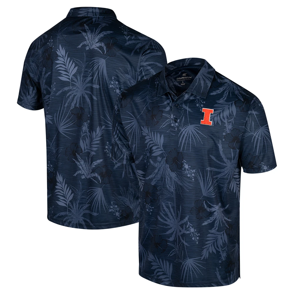 Men's Colosseum Navy Illinois Fighting Illini Big & Tall Palms Polo