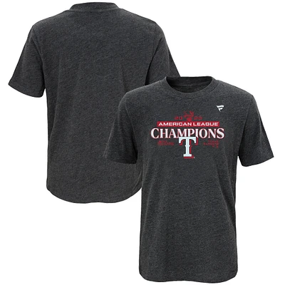 Youth Fanatics  Heather Charcoal Texas Rangers 2023 American League Champions Locker Room T-Shirt